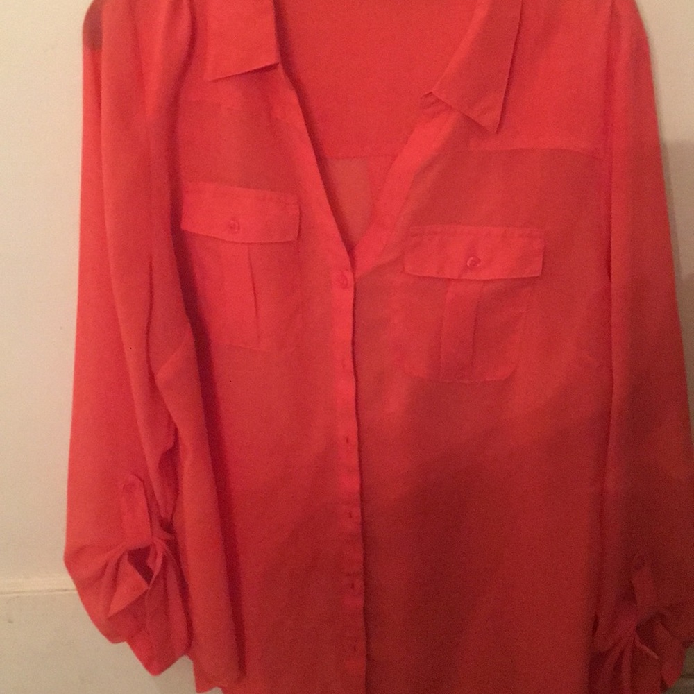 Long sleeve Coral button down